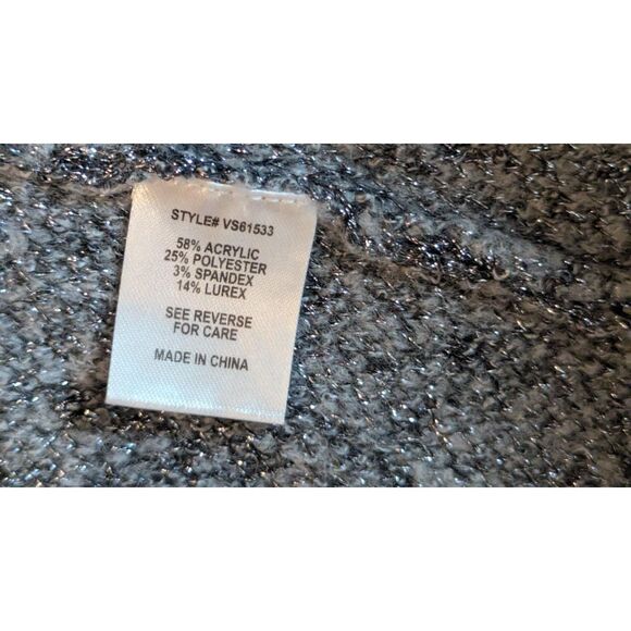 Adrienne Vittadini Silver Ombre Glitter Cardigan Sweater M Draped Open Front - Picture 4 of 6